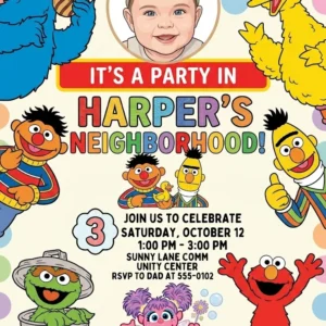 sesame street elmo birthday invitation