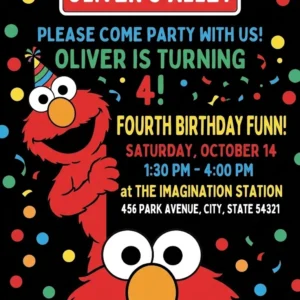 sesame street elmo birthday invitation