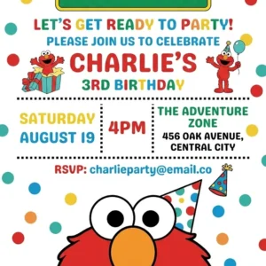 sesame street elmo birthday invitation