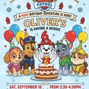 paw patrol birthday invitation