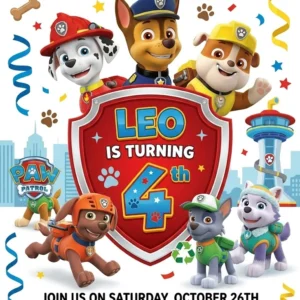 paw patrol birthday invitation