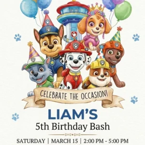 paw patrol birthday invitation