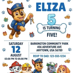 paw patrol birthday invitation