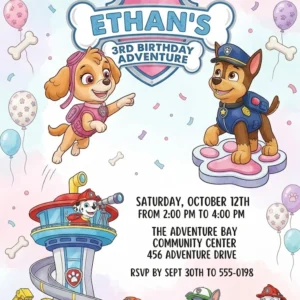 paw patrol birthday invitation