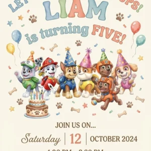 paw patrol birthday invitation