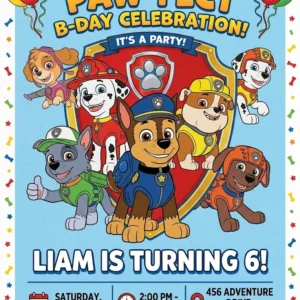 paw patrol birthday invitation