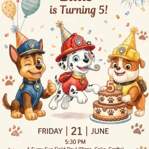 paw patrol birthday invitation