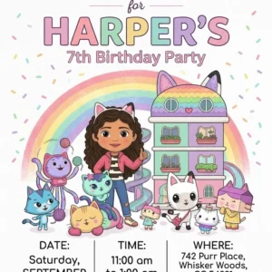 gabbys doll house birthday invitation